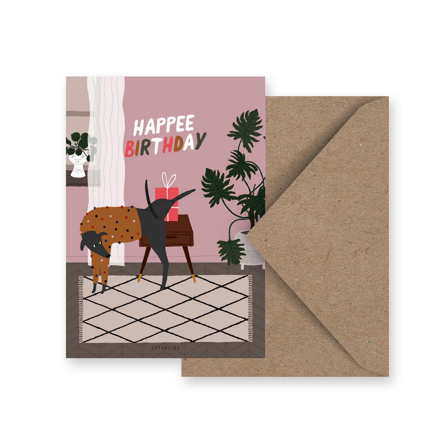 Postkarte mit Umschlag - HAPPEE BIRTHDAY