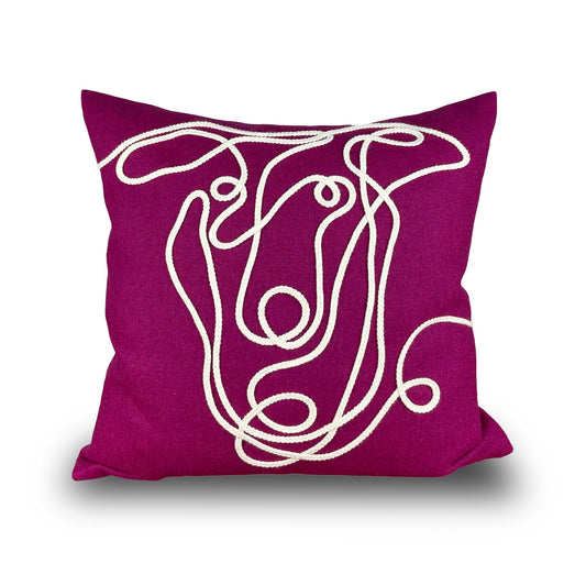 UNIKAT - Dekokissen LineArt I Galgo - 40x40cm - fuchsia