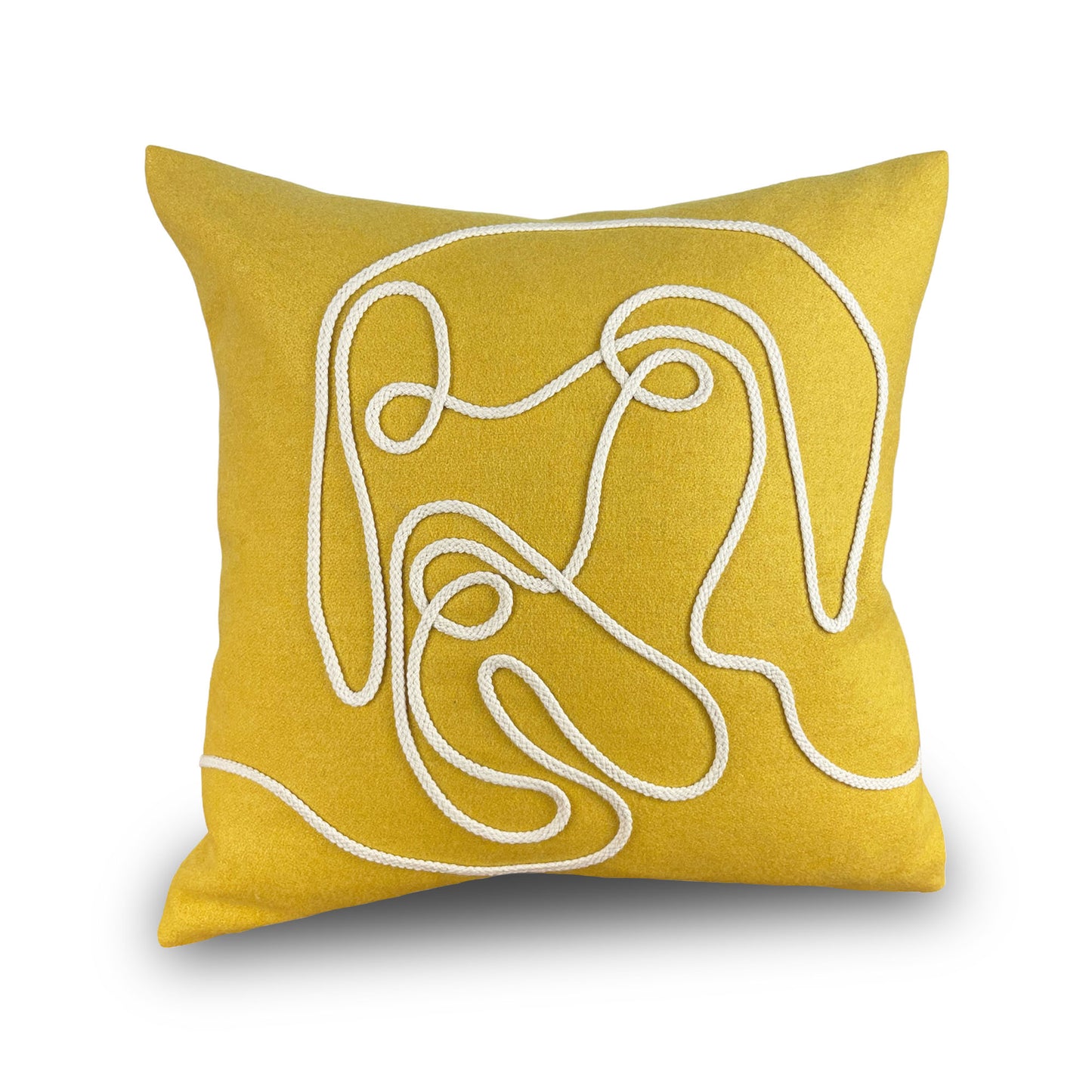 UNIKAT - Dekokissen LineArt I Dogge - 40x40cm - sonnengelb