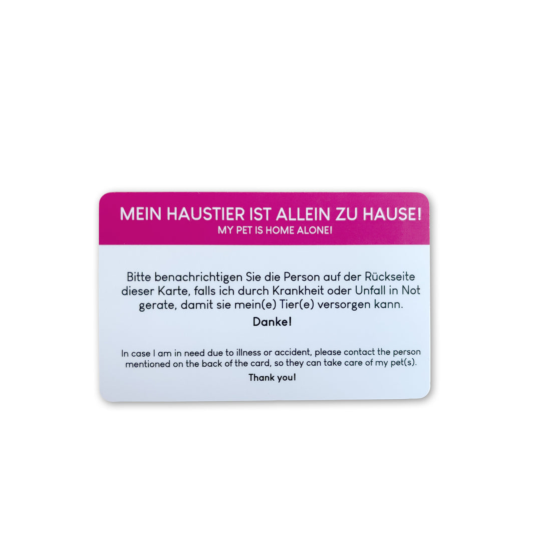 Notfellkarte für Haustierbesitzer