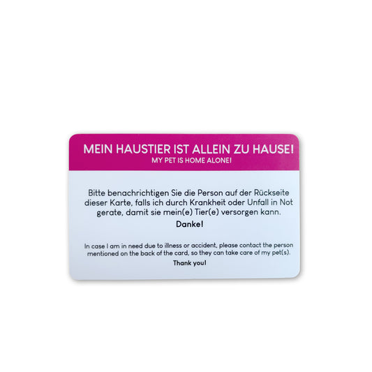 Notfallkarte für Haustierbesitzer